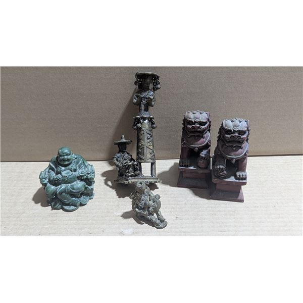 Lot of Decorative Asian Figures w/ Buddha, Guardian Lions, & More