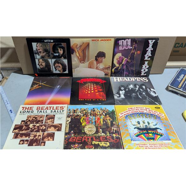 Lot of Assorted Vinyl Records w/ The Beatles, Mick Jagger, & More