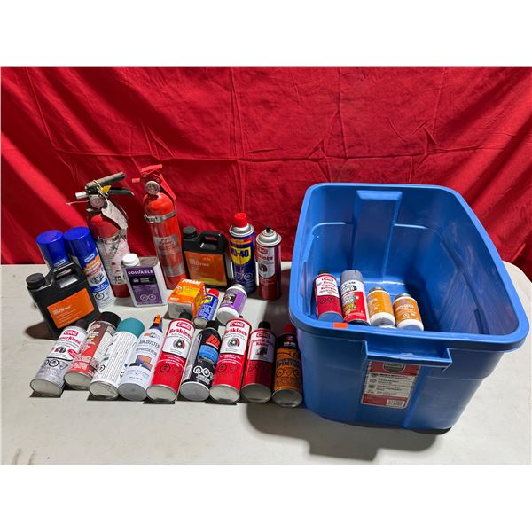 Assorted Products: WD-40, Fire Extinguishers, Acetone, Degreaser, & More