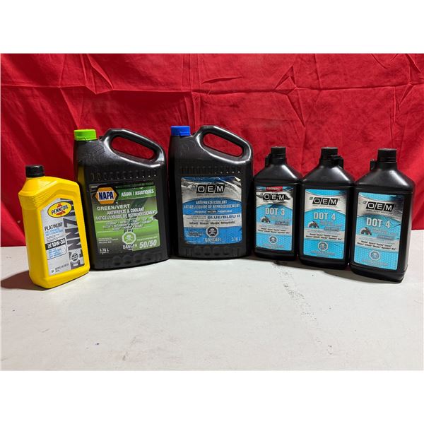 Sealed Car Liquids: Antifreeze, Brake Fluid, & 10W-30 FS Oil