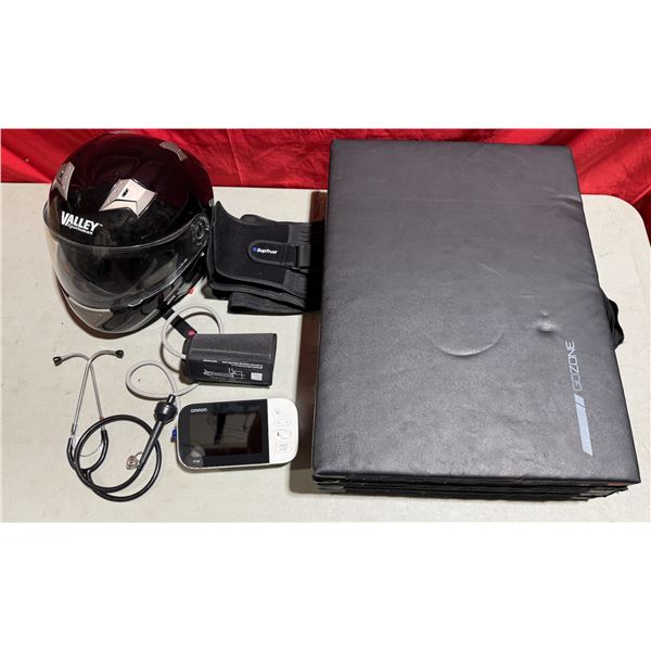 Variety Lot: Motorcycle Helmet, Omron Blood Pressure Tester, & More