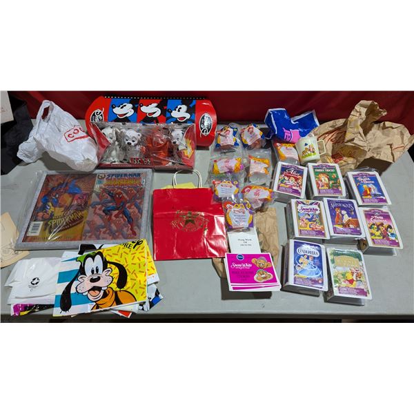 Assorted Collectibles: McDonald's Toys, Spider-Man Art , & More