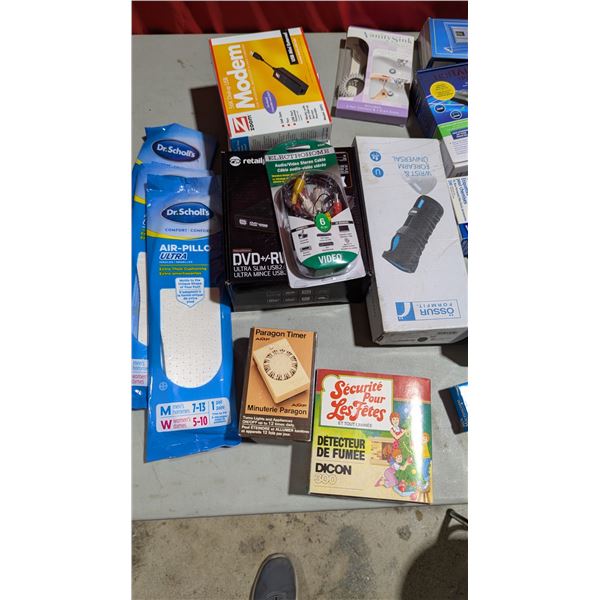 Variety Lot: Insoles, Modem, Turntable, Dewalt Bag, & More
