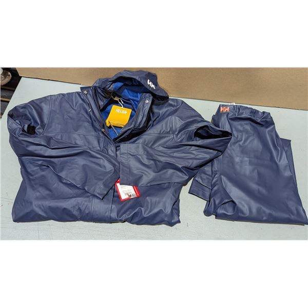 Helly Hansen Navy Moss Raincoat XL and Pants L