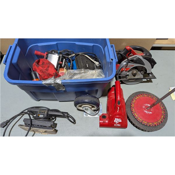 Power Tool Bin Lot, Circular Saw, Sander, Saw blades ...
