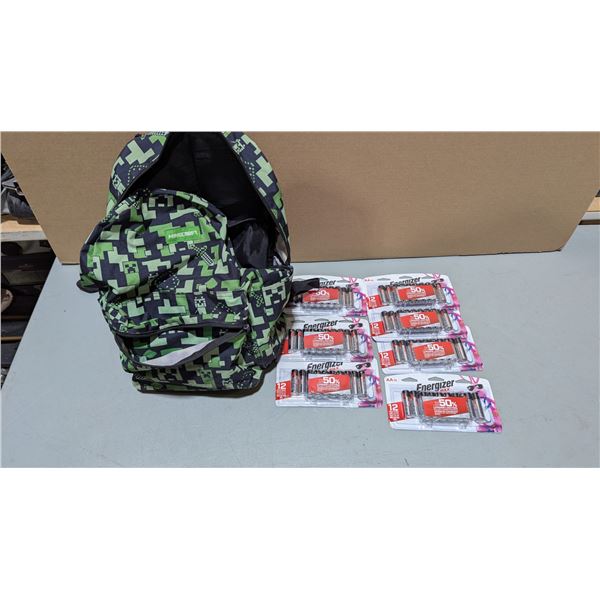 7 Packs of Energizer Batteries and Minecraft Backpack