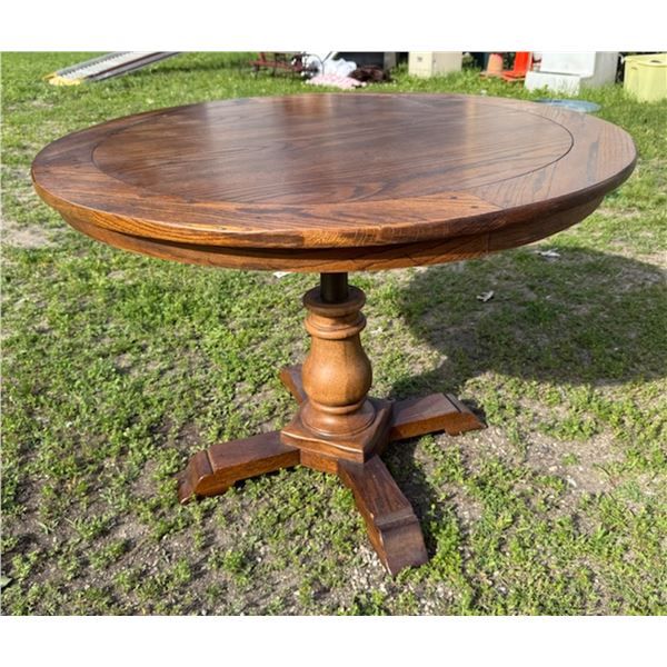 VINTAGE OAK PEDESTAL CONVERTIBLE TABLE