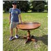 Image 2 : VINTAGE OAK PEDESTAL CONVERTIBLE TABLE