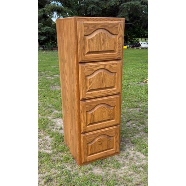 SOLID OAK WOOD FOUR-DRAWER FILING CABINET