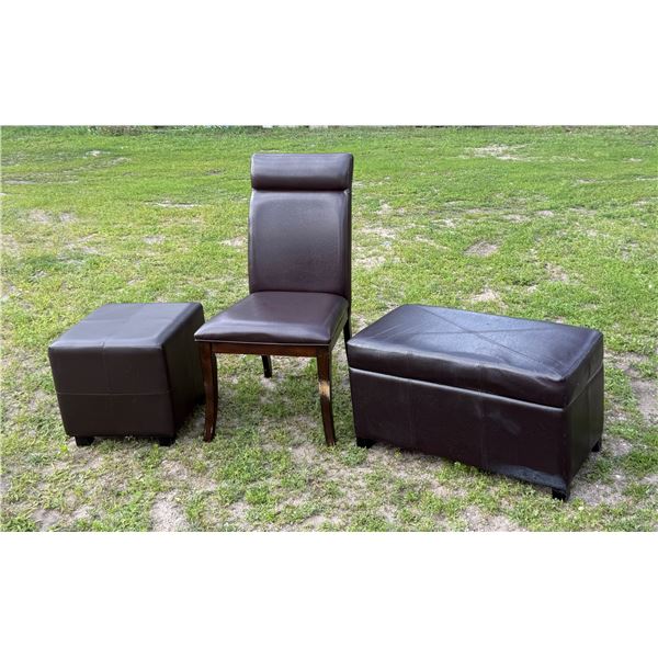 BAXTON STUDIO THEA FAUX LEATHER FURNITURE, BROWN LOT