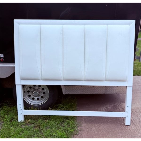 WHITE UPHOLSTERED QUEEN HEADBOARD WITH VERTICAL TUFTING