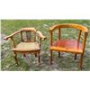 Image 1 : ANTIQUE PETITE FRENCH-STYLE ARMCHAIR AND VINTAGE DANISH PINE ARMCHAIR
