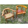 Image 2 : ANTIQUE PETITE FRENCH-STYLE ARMCHAIR AND VINTAGE DANISH PINE ARMCHAIR