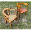 Image 3 : ANTIQUE PETITE FRENCH-STYLE ARMCHAIR AND VINTAGE DANISH PINE ARMCHAIR