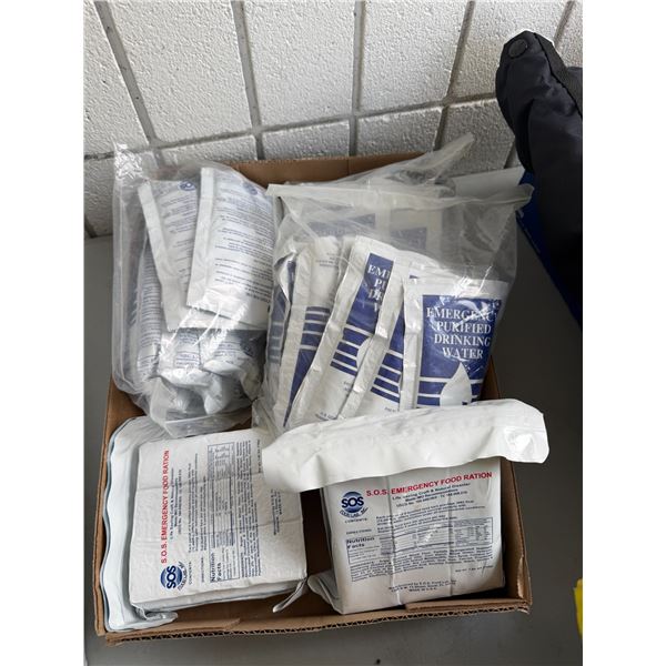 Emergency rations and purified drinking water