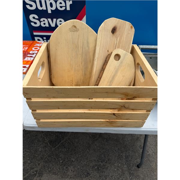 Wood crate and charcuterie board boards
