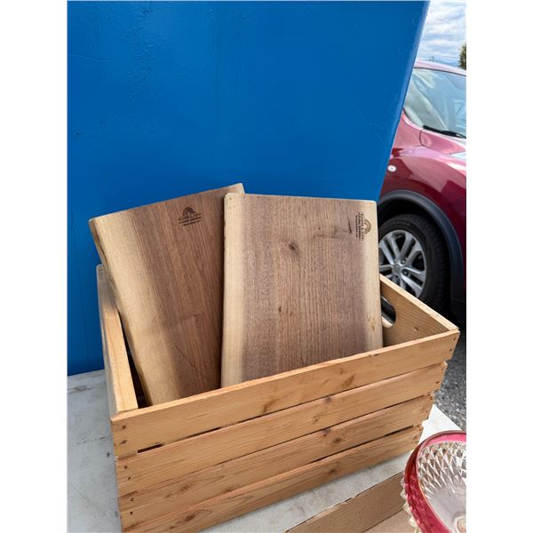 Wood crate and wood cutting board/charcuterie board