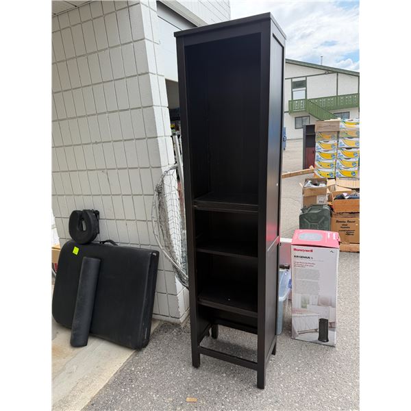 Shelf with adjustable shelving 18 and three-quarter inches by 13 1/4" x 78" tall