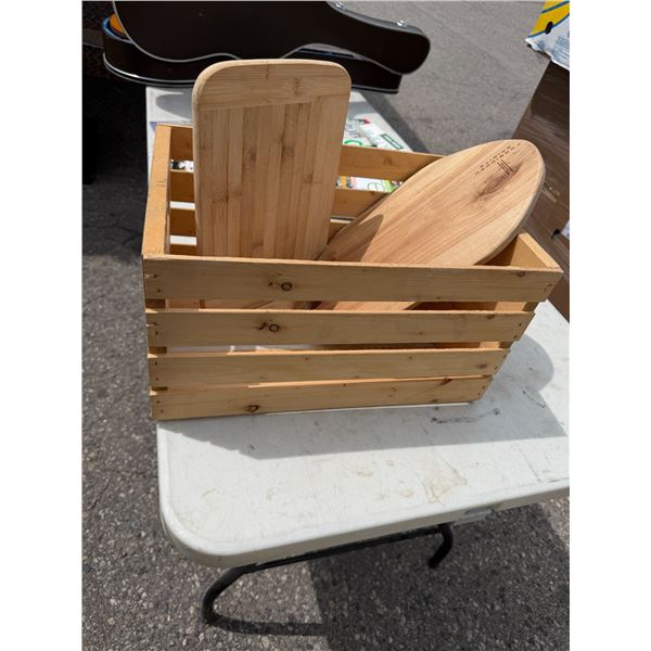 Wood crate and charcuterie boards