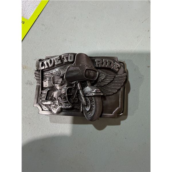 Live to ride belt buckle