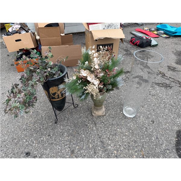 3 peace vase home decor and artificial flowers