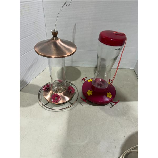 Glass hummingbird feeders