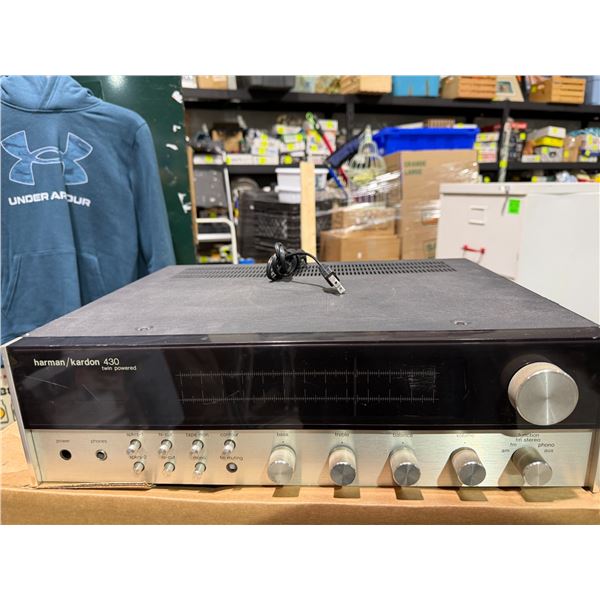 Vintage Harmon Kardon 430 Amplifier. No power button. Lights up. Untested.