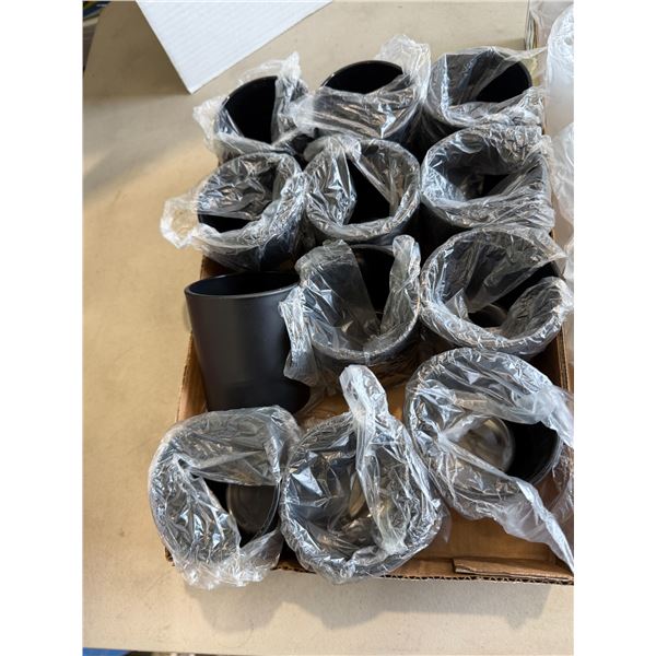 Black glass candle jars