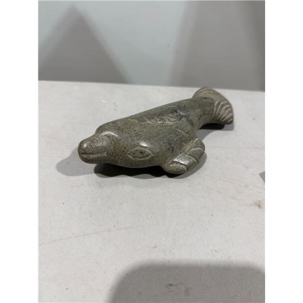 Inuit soapstone fish carving