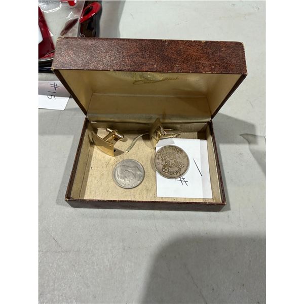 1927 Luxembourg coin and cufflinks