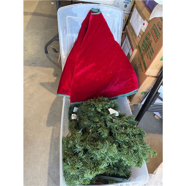 Pre-lit Christmas tree and skirt