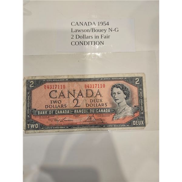 1954 Canada $2 bill