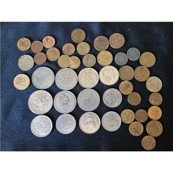 Assorted international coins