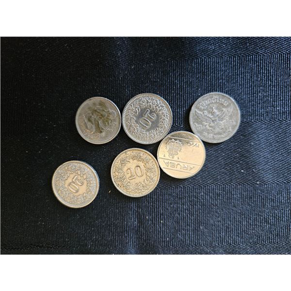 Assorted international coins
