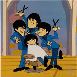 Beatles Cartoon Ltd Ed Sericel Animation Cel Barbershop
