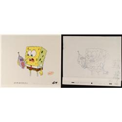 SpongeBob On The Phone Orig Animation Art Cel + Drawing