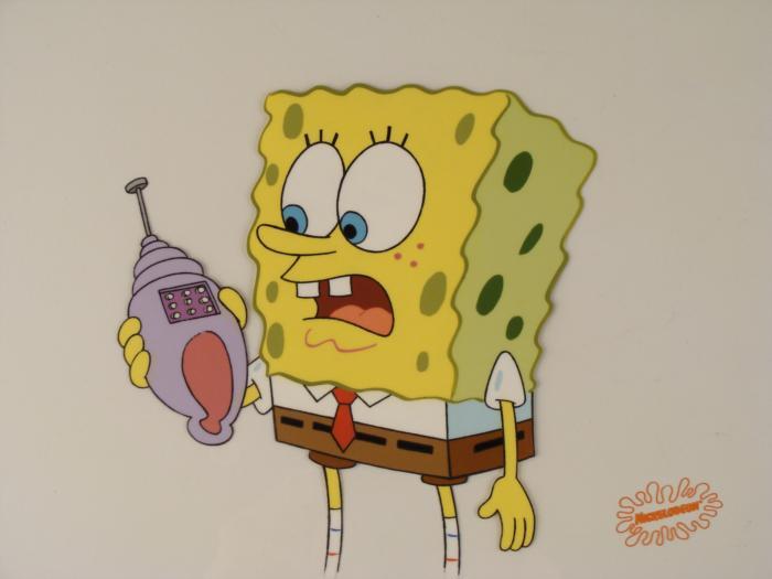 SpongeBob On The Phone Orig Animation Art Cel + Drawing