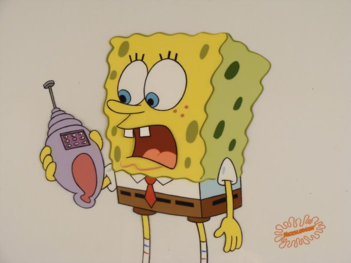 SpongeBob On The Phone Original Animation Art Cel