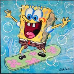 SpongeBob Surfing Duerrstein Signed LE Print on Canvas