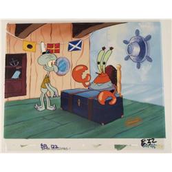 Squidward Mr Krabs Office SpongeBob Orig Animation Cel