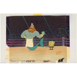 SpongeBob Wrestling King Neptune Orig Animation Art Cel