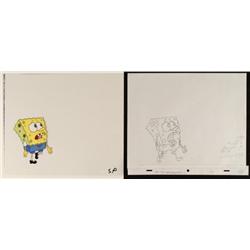 SpongeBob Worried Original Animation Art Cel + Drawing