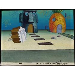 Blown Off Door Cel Orig Background Spongebob Animation