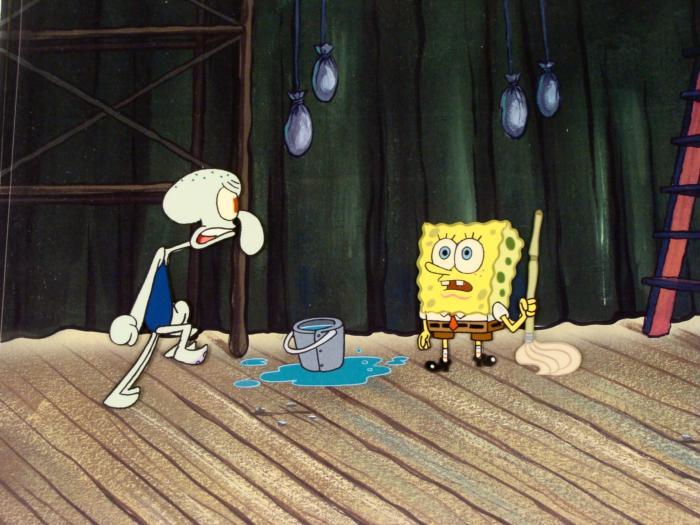 Reproduce Spongebob Production SpongeBob Original Cel Background Mop Art