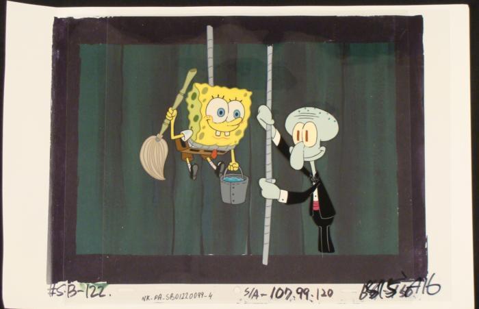 Spongebob Getting Clean Animation SpongeBob Cleaning Background Cel Original