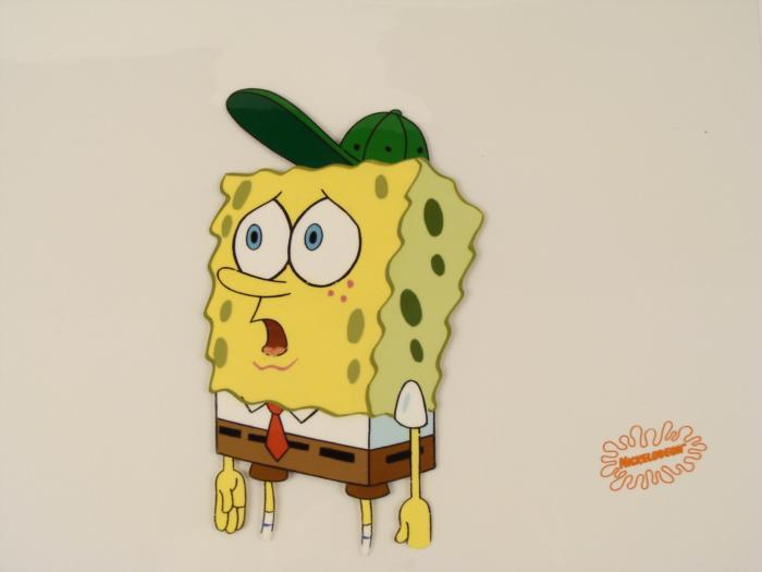 Original Confused SpongeBob Looking Art Animation Cel original-confused-spongebob-looking-art-animation-cel
