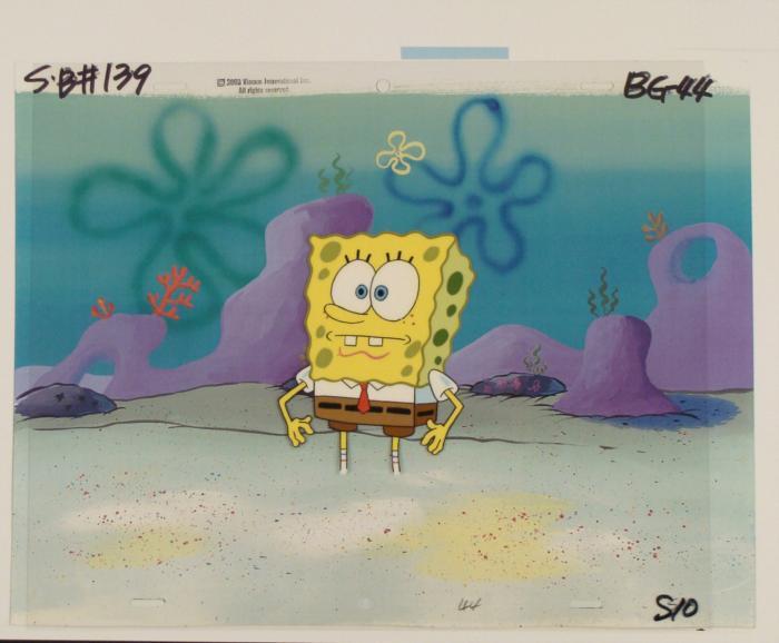 Shocked Spongebob Background Production Cel Original
