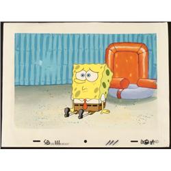 Sitting SpongeBob Original Art Cel Background Animation