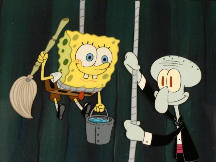 Spongebob Getting Clean Animation SpongeBob Cleaning Background Cel Original