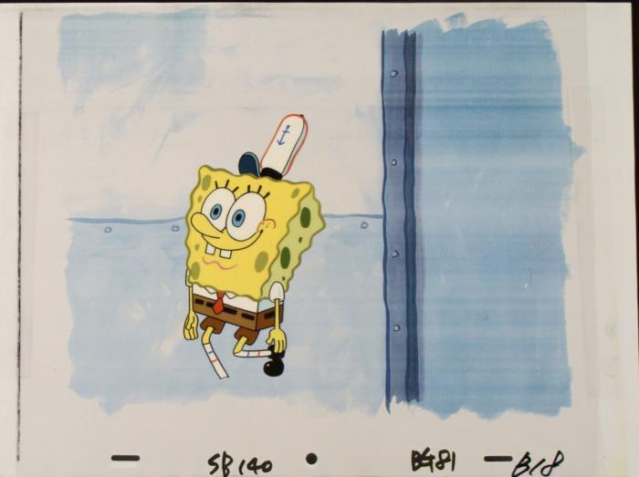 SpongeBob Skipping Original Animation Cel Background